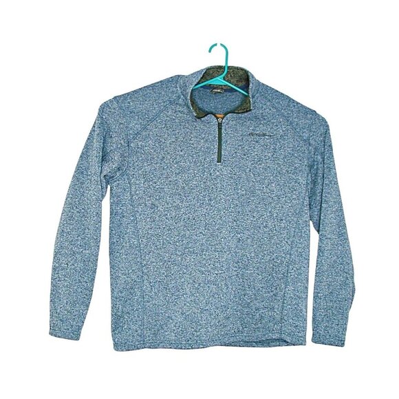 Eddie Bauer Mens Radiator Fleece Pullover 1/4-Zip Heather Blue Mock Neck Size XL
